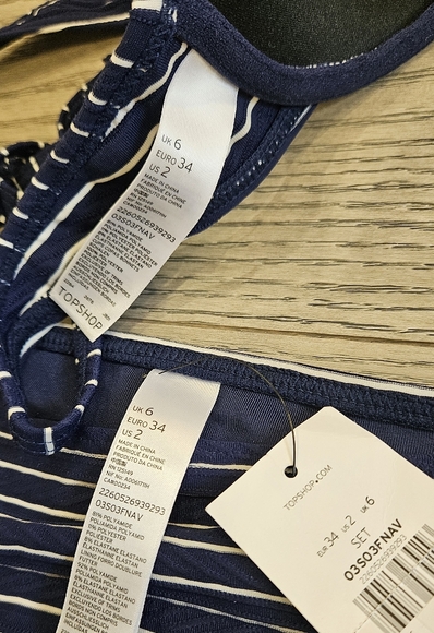NEW - TOPSHOP Navy bikini -  2 US - Picture 3 of 4